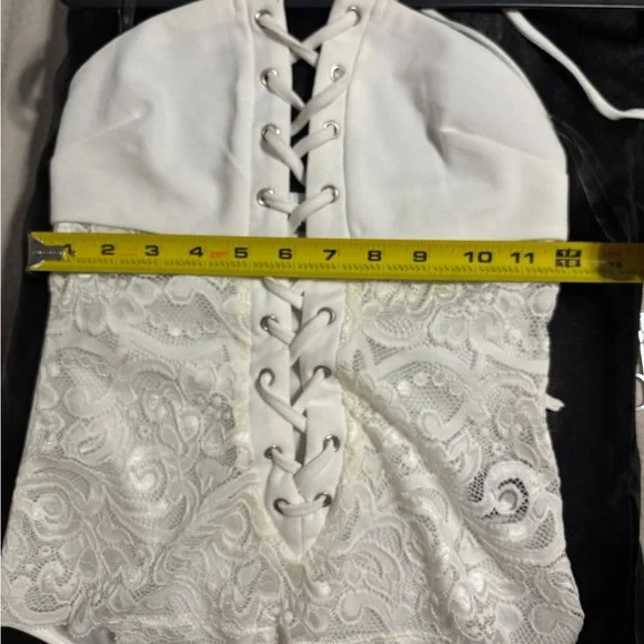 White Lace-Up Halter Bodysuit - Picture 13 of 15